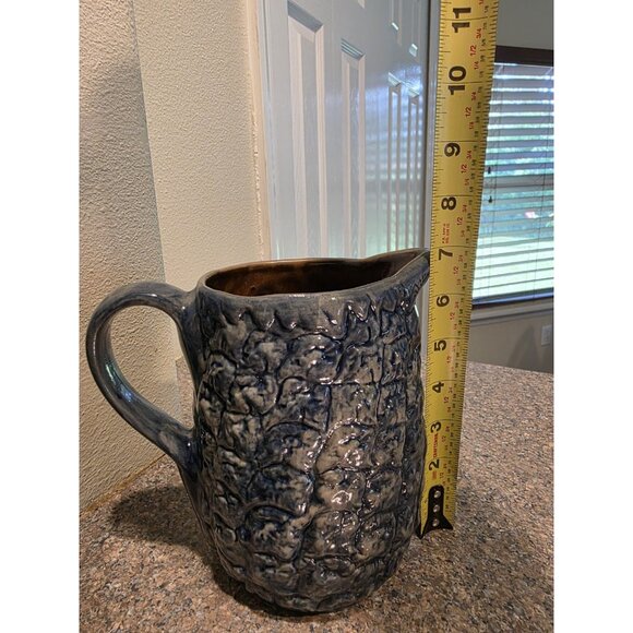 BBP Beaumont Bros Pottery Blue Gray Stoneware Pineapple Pitcher 7" 1998 - Picture 8 of 8